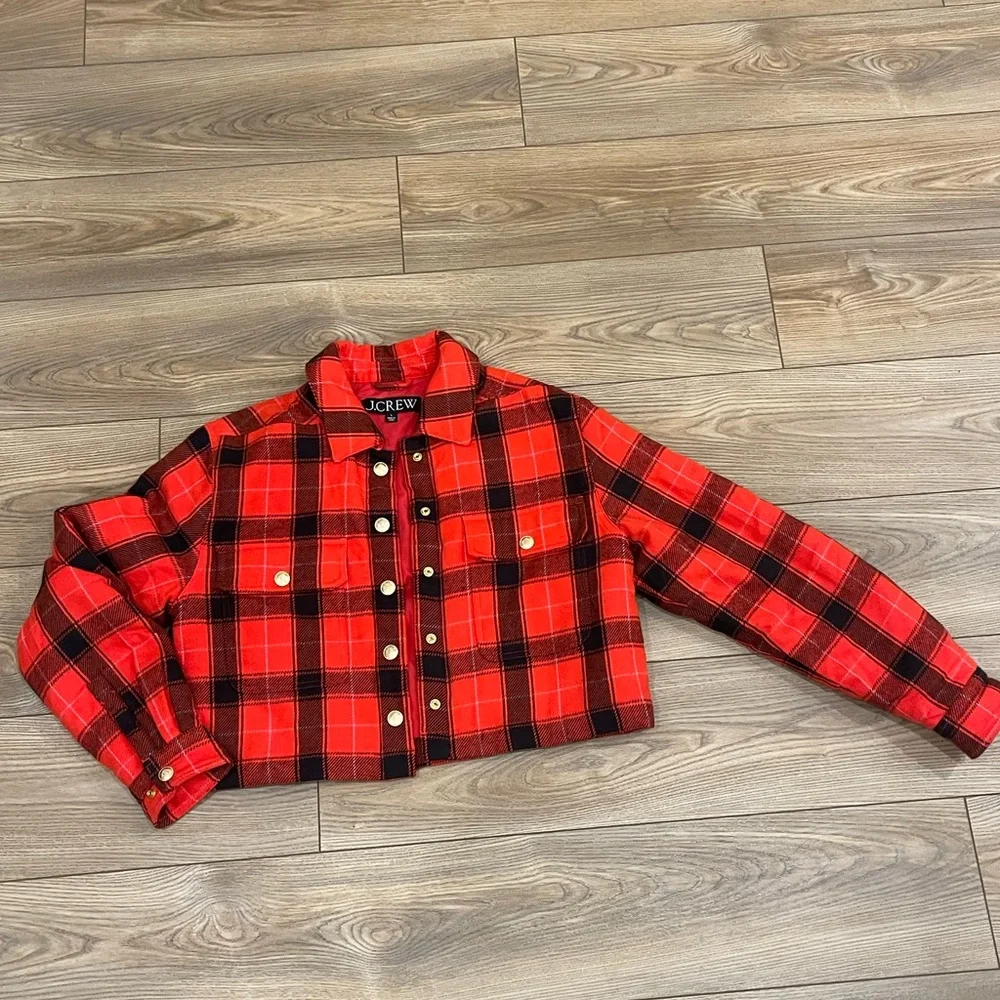 J Crew Buffalo Plaid Cropped Jacket - Picture 1 of 7